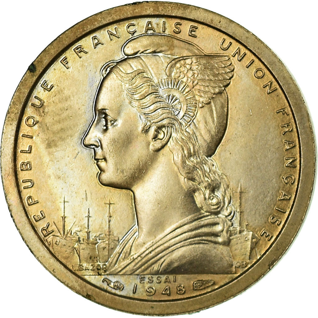 Moeda, África Ocidental Francesa, Franc, 1948, Paris, ENSAIO, AU(55-58)