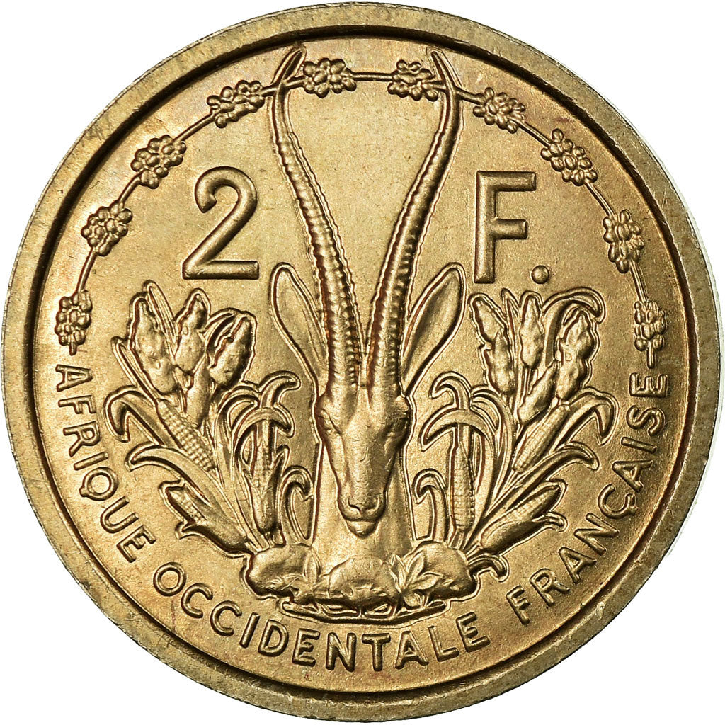 Moeda, África Ocidental Francesa, 2 Francs, 1948, Paris, ENSAIO, MS(60-62)