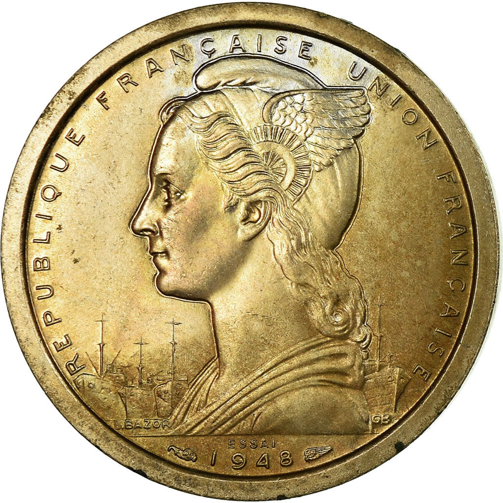Coin, Cameroon, 2 Francs, 1948, Paris, ESSAI, AU(55-58), Copper-nickel, KM:E6