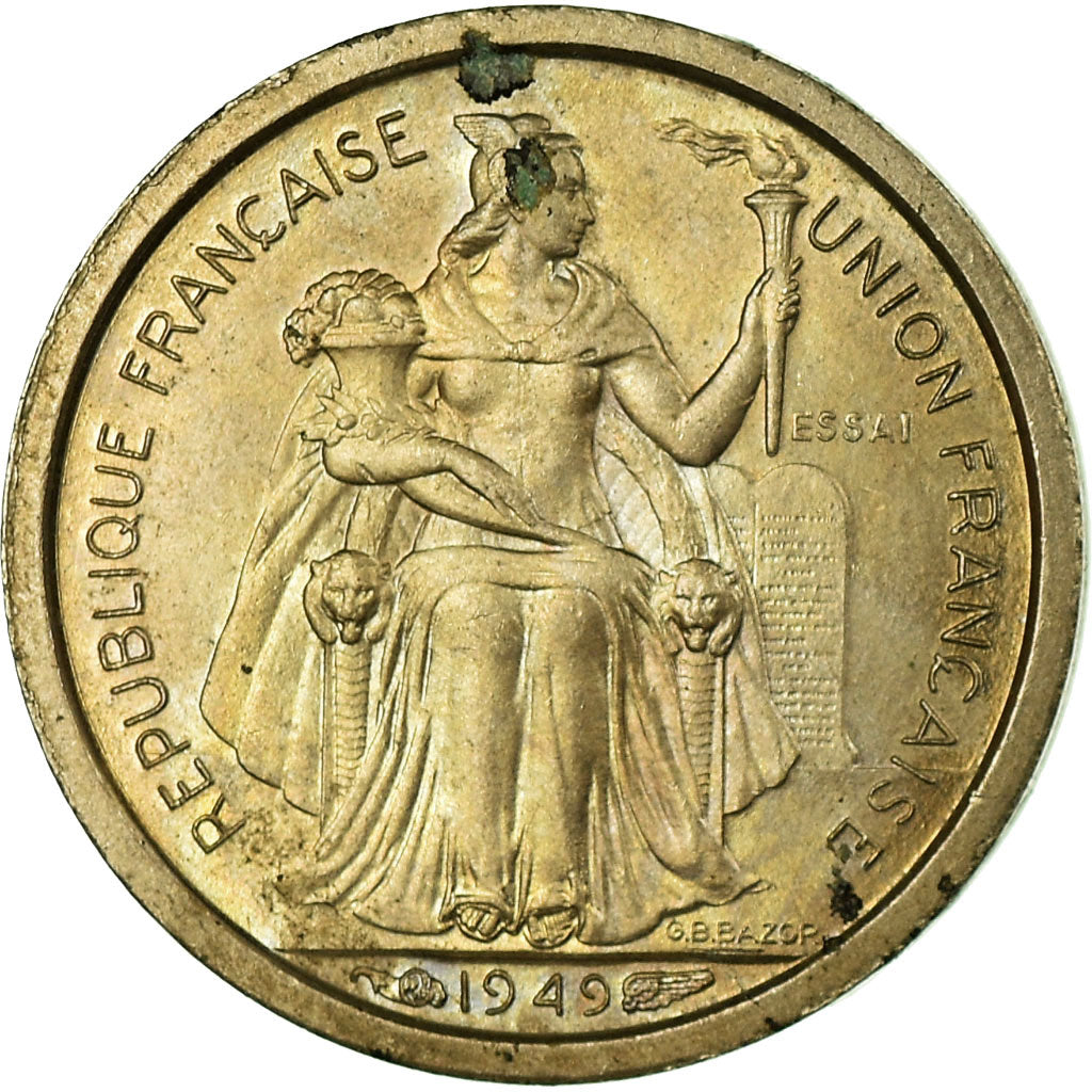 Moeda, OCEANIA FRANCESA, 50 Centimes, 1949, Paris, ENSAIO, EF(40-45)