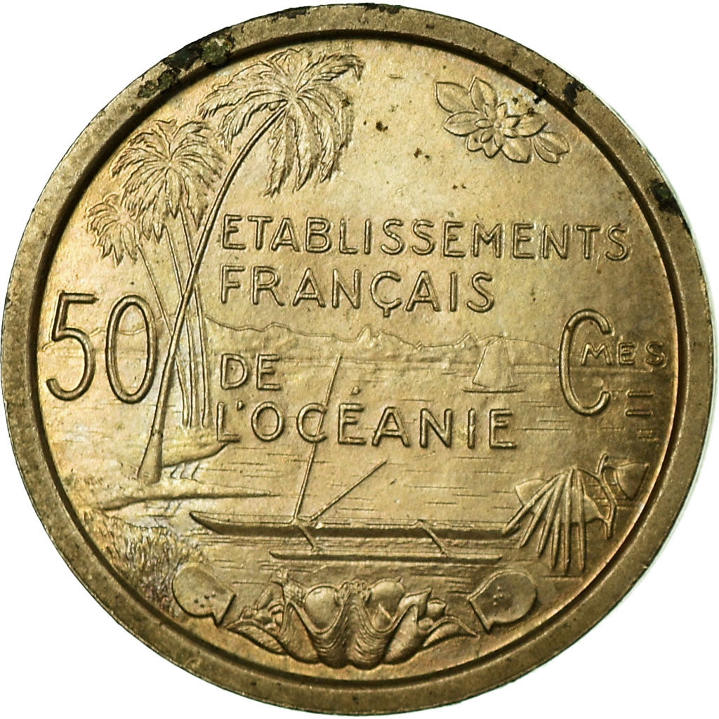 Moeda, OCEANIA FRANCESA, 50 Centimes, 1949, Paris, ENSAIO, EF(40-45)