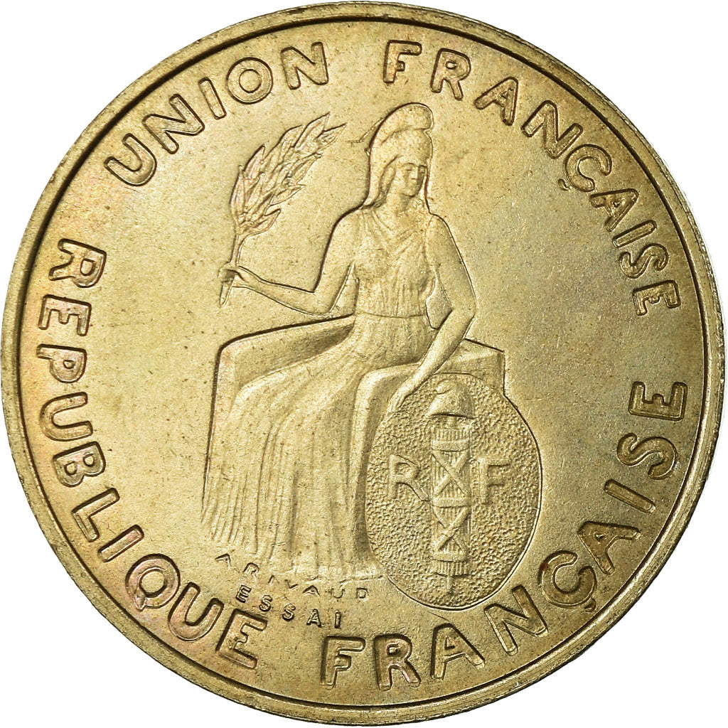 Coin, New Caledonia, Franc, 1948, Paris, ESSAI, AU(55-58), Nickel-Bronze, KM:E4