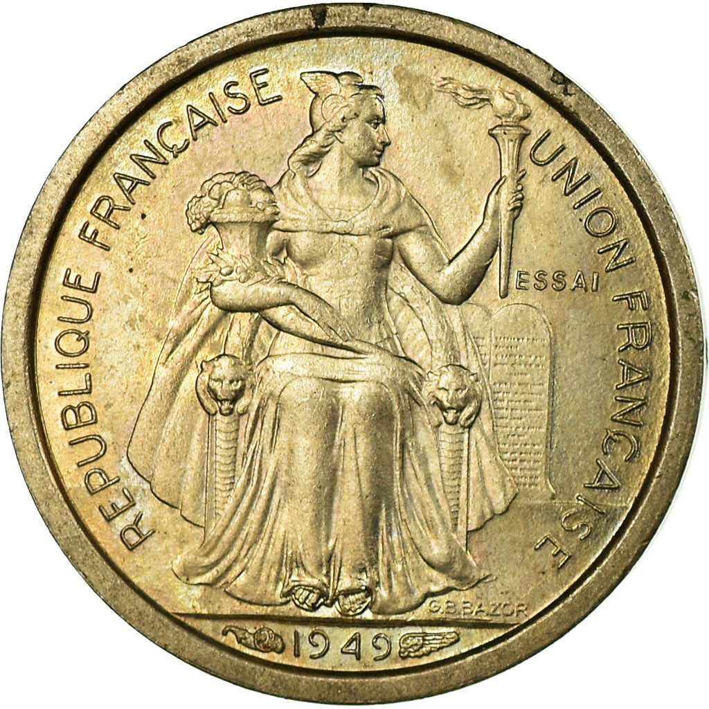 Coin, New Caledonia, 50 Centimes, 1949, Paris, ESSAI, AU(55-58), Copper-nickel