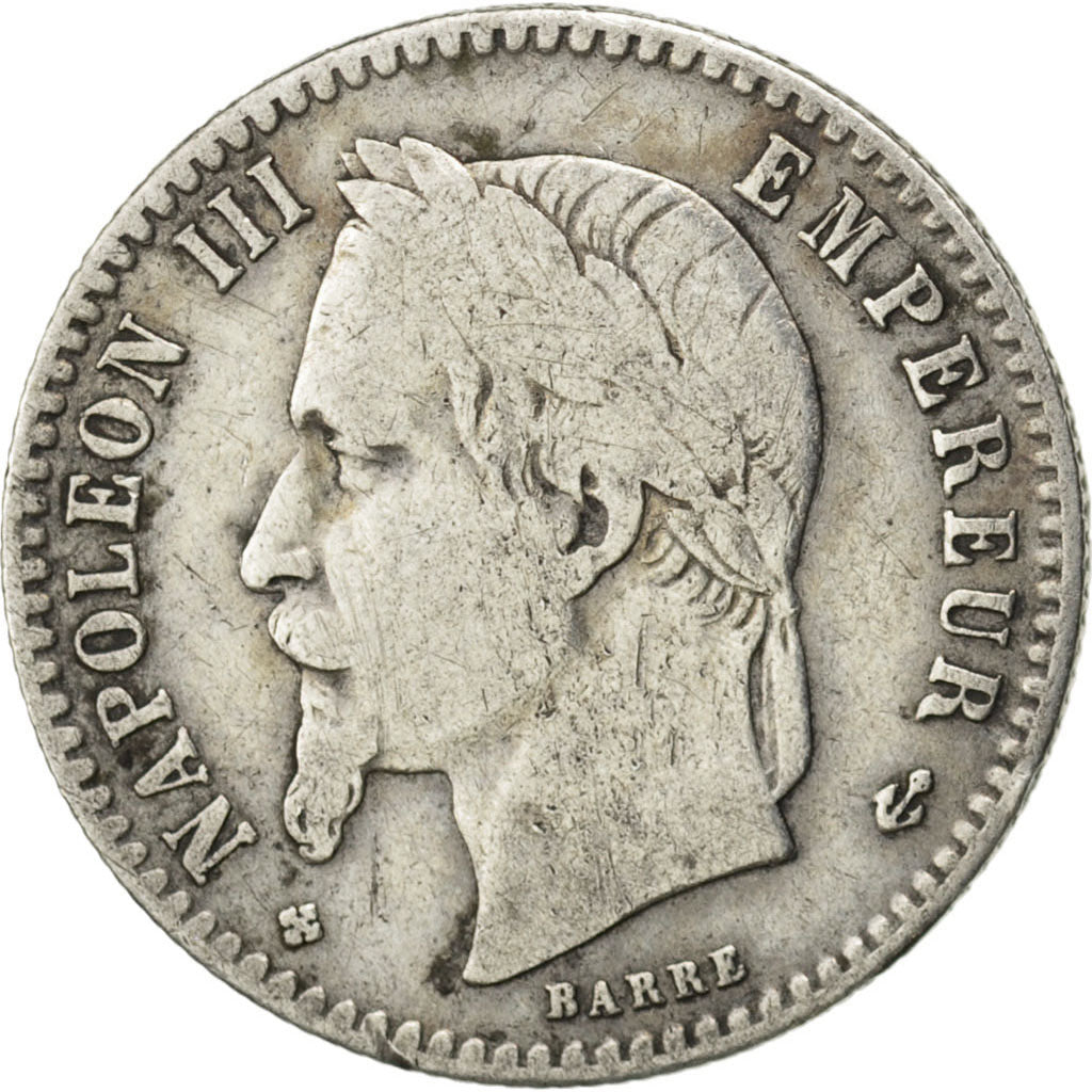 FRANCE, Napoléon III, 50 Centimes, 1867, Strasbourg, KM #814.2, VF(30-35), S...