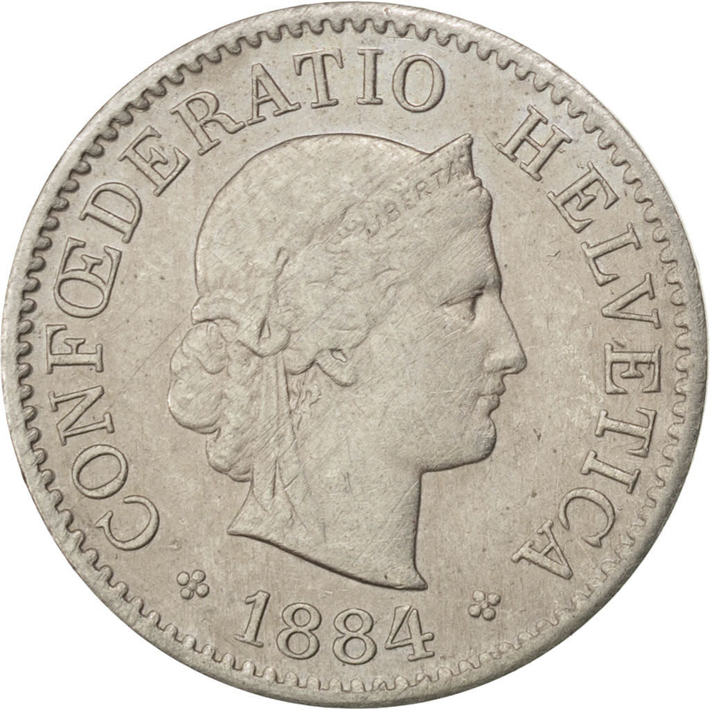 Suisse, Confédération Helvétique, 5 Rappen 1884 B, KM 26