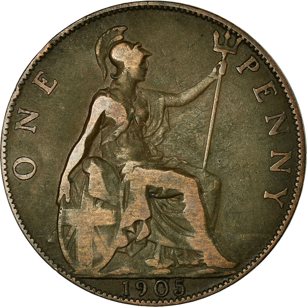 Coin, Great Britain, Edward VII, Penny, 1905, VF(30-35), Bronze, KM:794.2