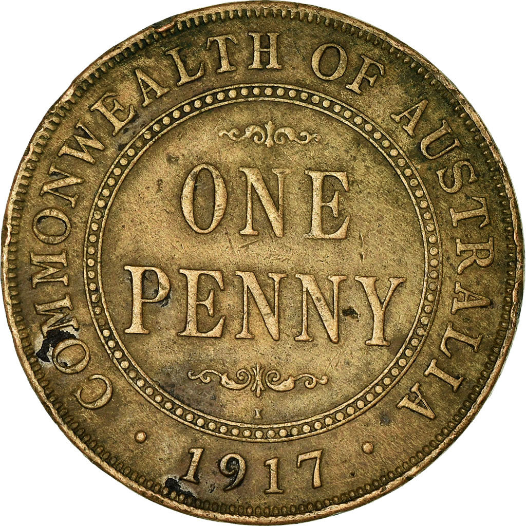 Coin, Australia, George V, Penny, 1917, VF(30-35), Bronze, KM:23