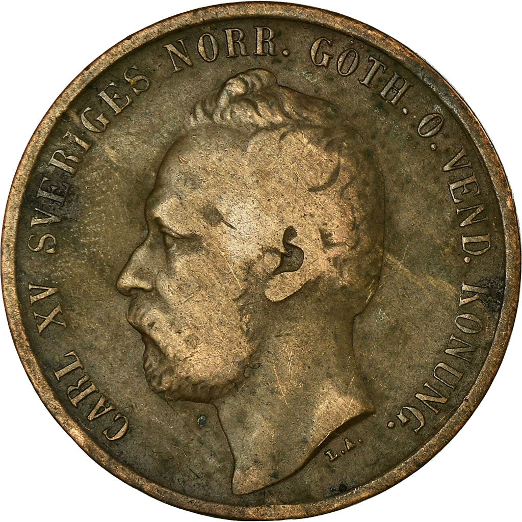 Coin, Sweden, Carl XV Adolf, 5 Öre, 1861, VF(30-35), Bronze, KM:707