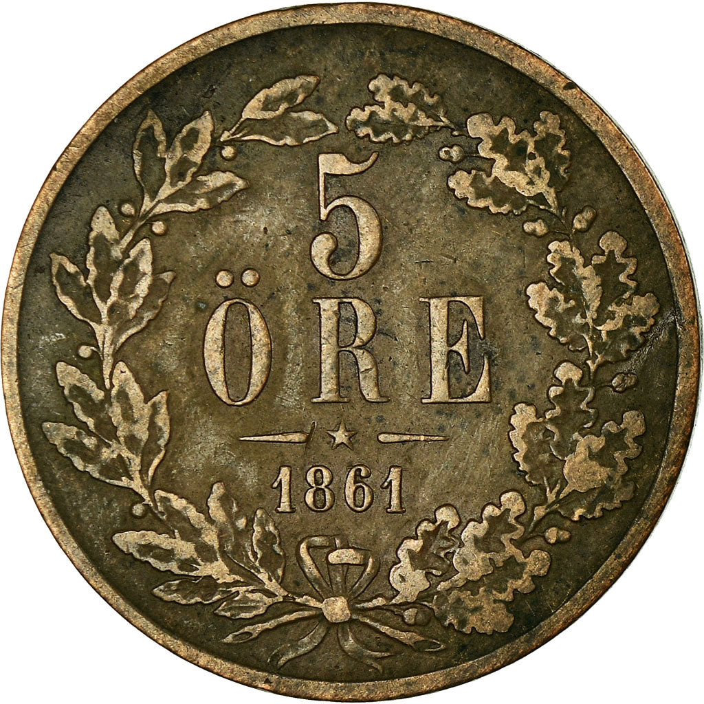 Coin, Sweden, Carl XV Adolf, 5 Öre, 1861, VF(30-35), Bronze, KM:707