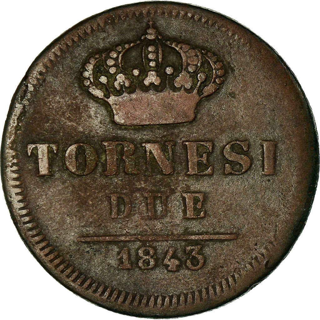 Moneta, DEPARTAMENTY WŁOSKIE, NAPLES, Ferdinando II, 2 Tornesi, 1843