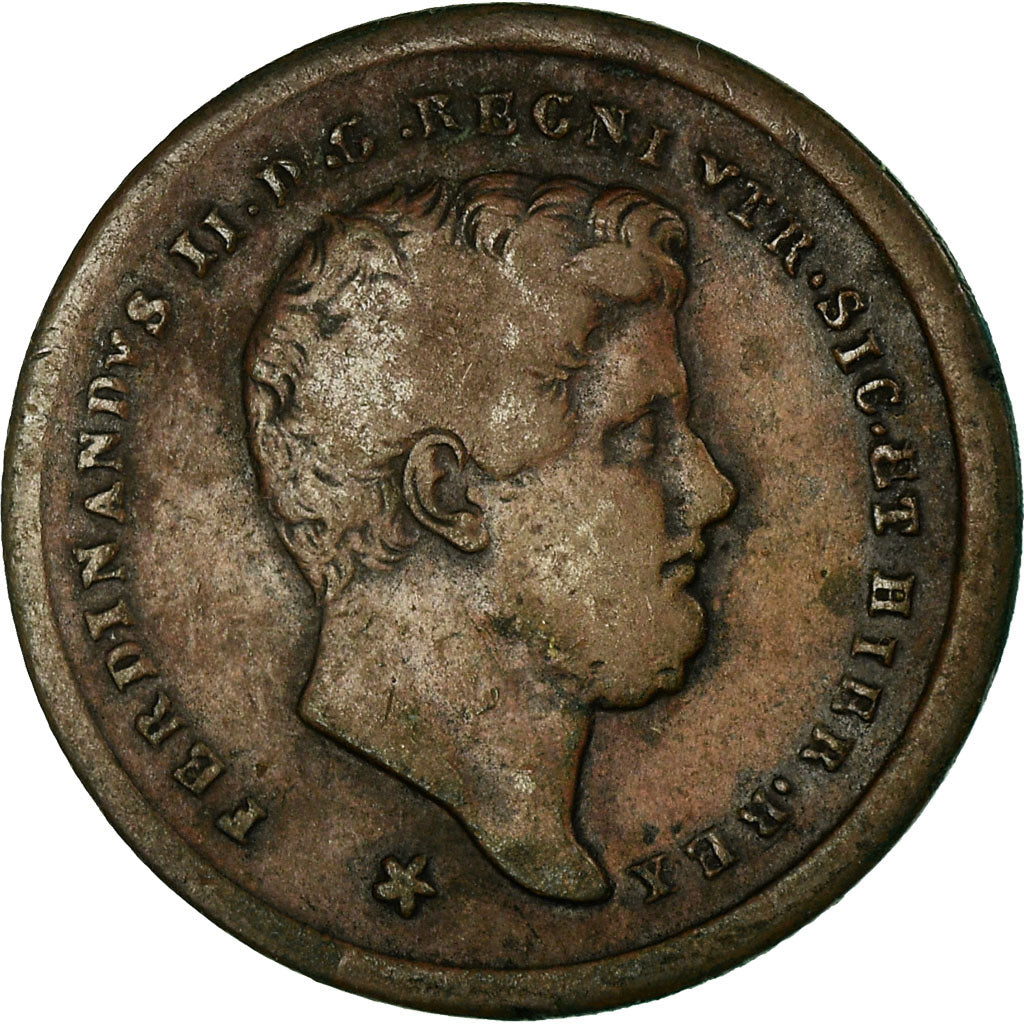 Coin, ITALIAN STATES, NAPLES, Ferdinando II, 2 Tornesi, 1857, VF(30-35), Copper
