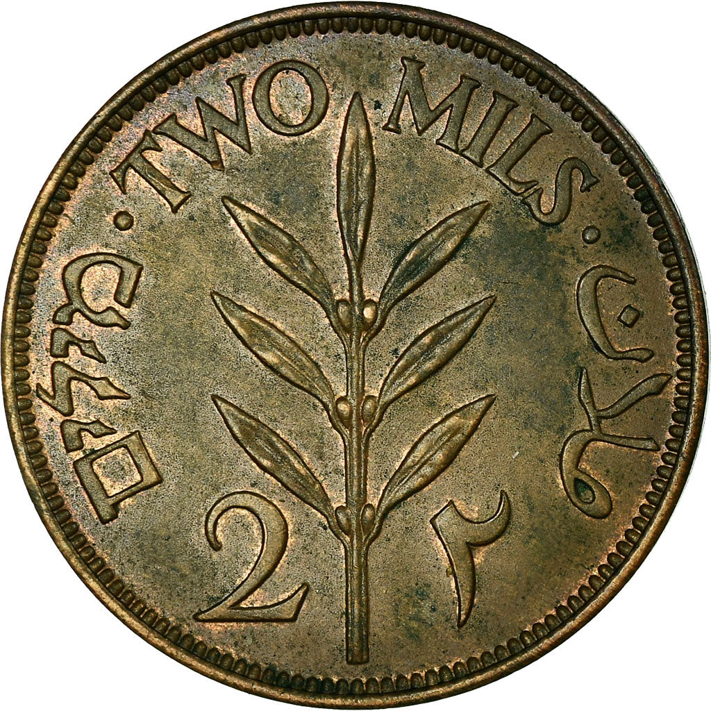 Coin, Palestine, 2 Mils, 1941, AU(55-58), Bronze, KM:2