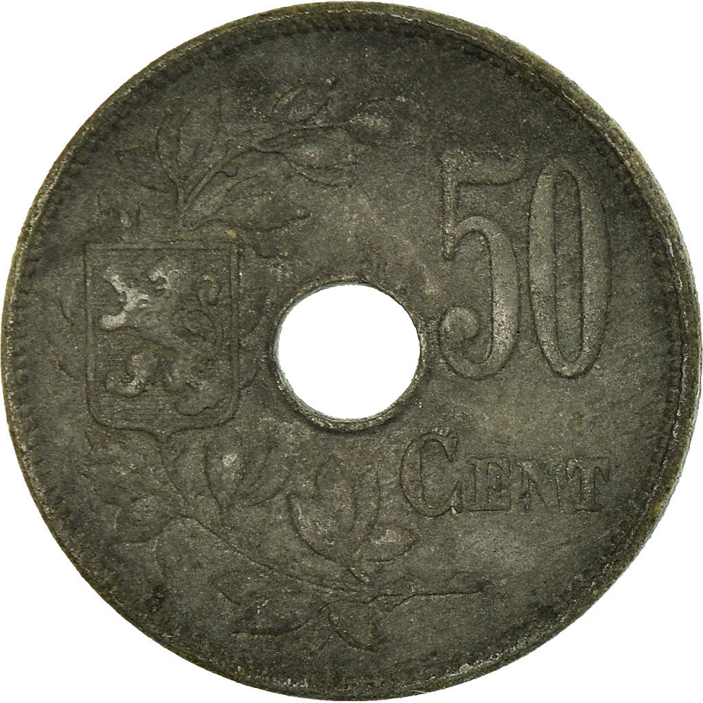 Coin, Belgium, 50 Centimes, 1918, EF(40-45), Zinc, KM:83