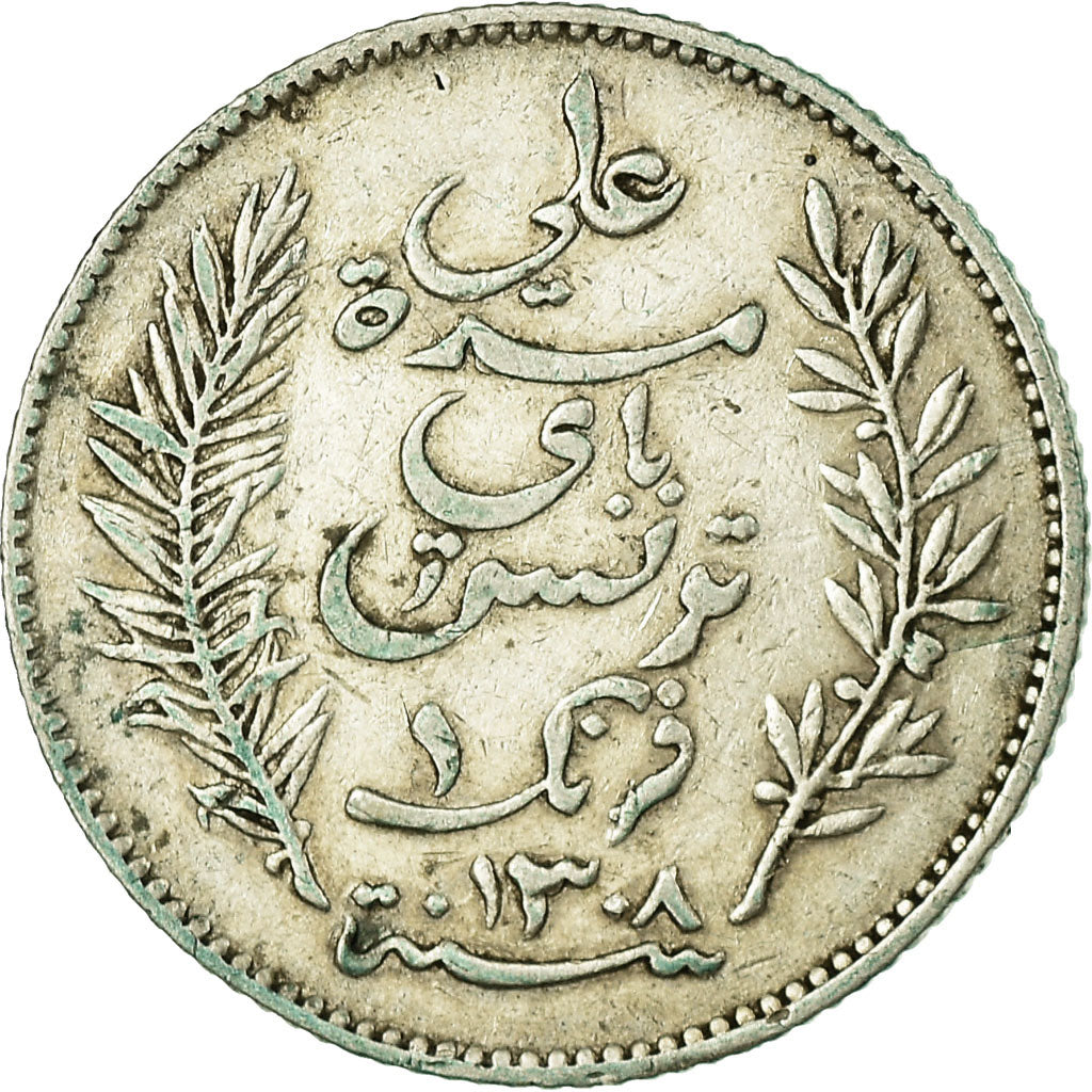 Coin, Tunisia, Ali Bey, Franc, 1891, Paris, EF(40-45), Silver, KM:224