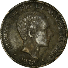 Coin, Spain, Alfonso XII, 10 Centimos, 1879, Madrid, EF(40-45), Bronze, KM:675