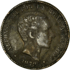 Moneta, Hiszpania, Alfonso XII, 10 Centimos, 1879, Madrid, EF(40-45), Bronze
