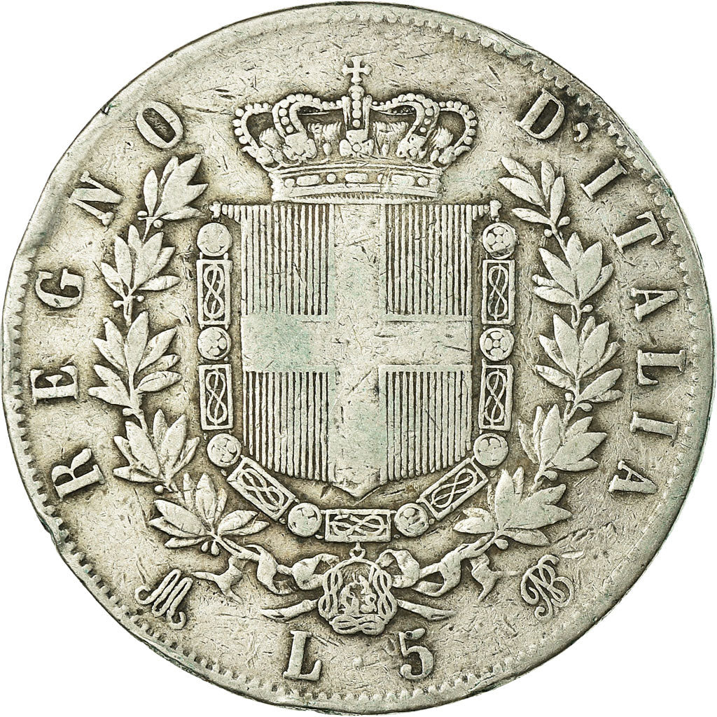 Coin, Italy, Vittorio Emanuele II, 5 Lire, 1874, Milan, VF(30-35), Silver