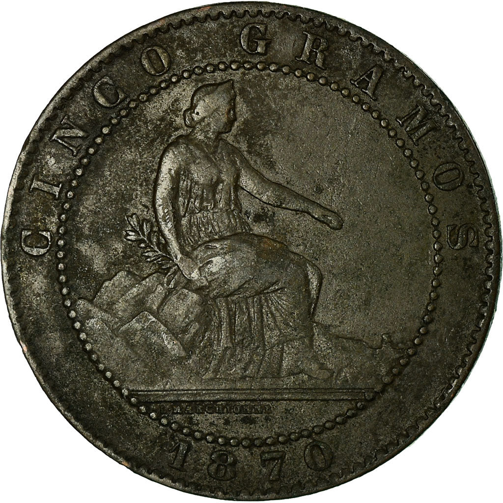 Coin, Spain, Provisional Government, 5 Centimos, 1870, Madrid, EF(40-45)