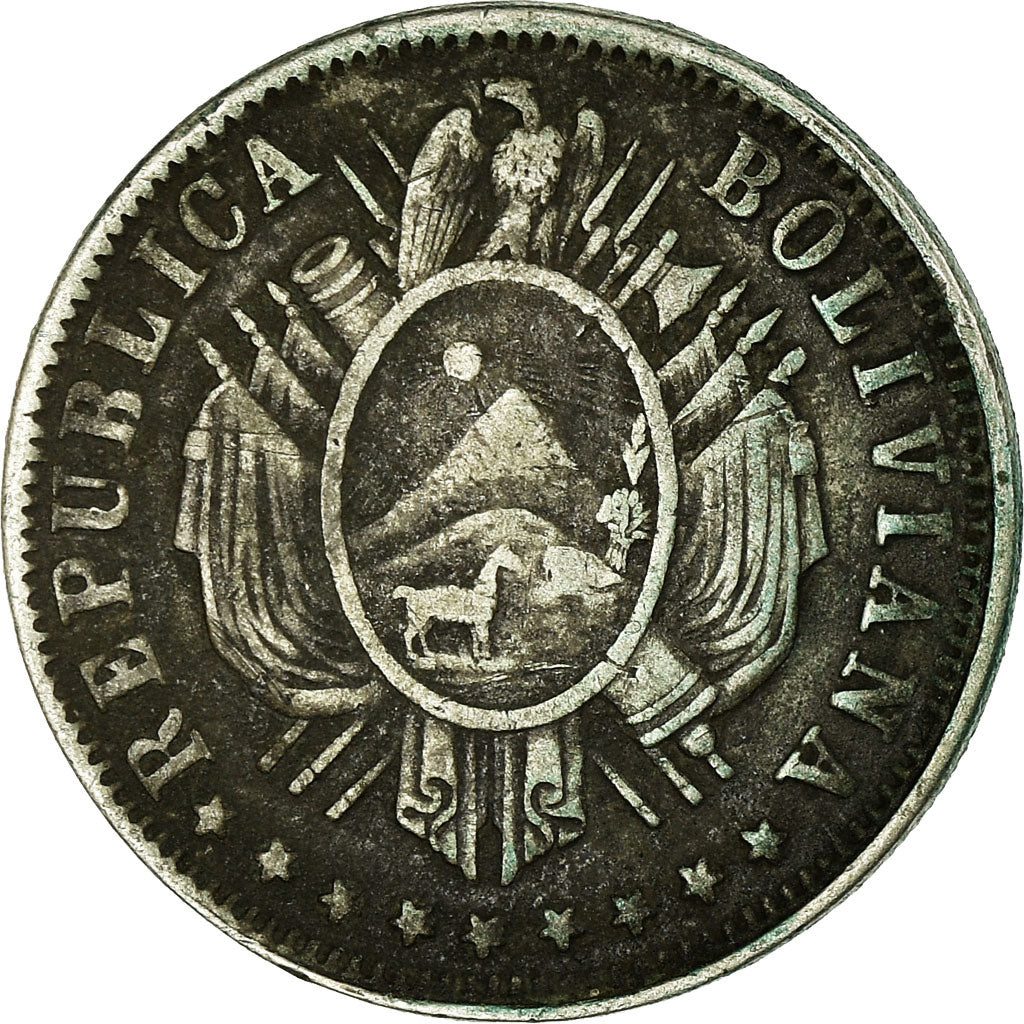 Coin, Bolivia, 20 Centavos, 1879, EF(40-45), Silver, KM:159.1