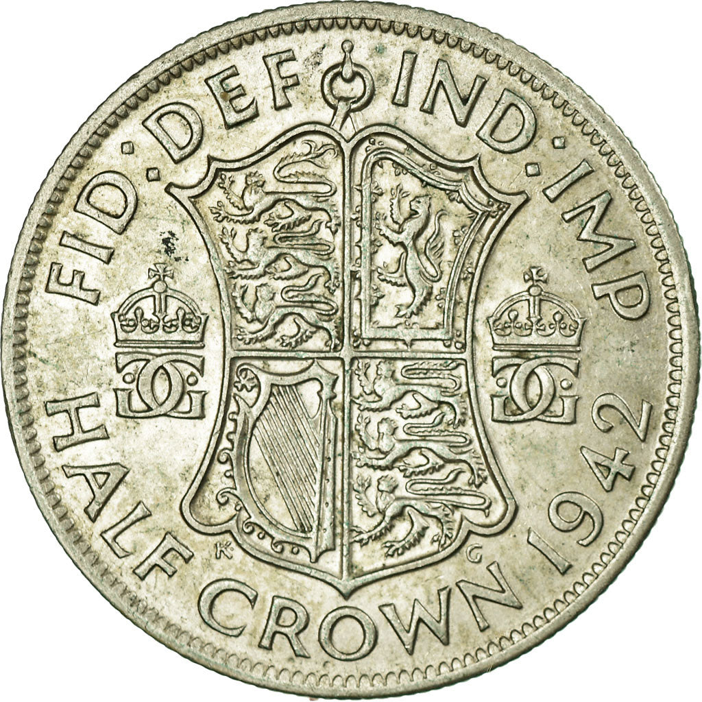 Coin, Great Britain, George VI, 1/2 Crown, 1942, EF(40-45), Silver, KM:856