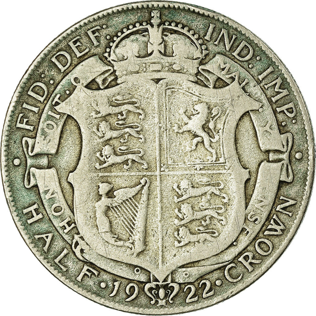 Coin, Great Britain, George V, 1/2 Crown, 1922, VF(30-35), Silver, KM:818.1a
