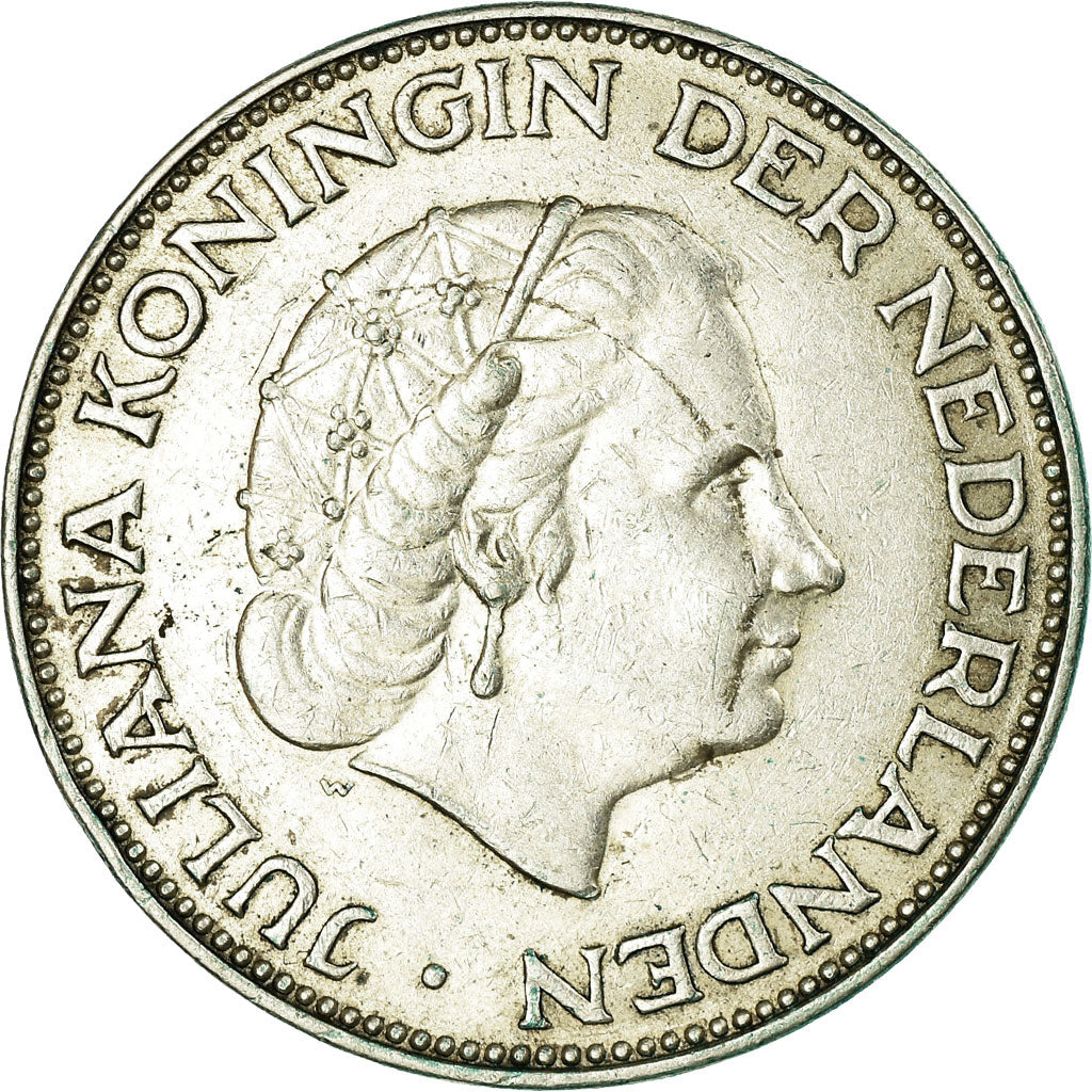 Coin, Netherlands, Juliana, 2-1/2 Gulden, 1960, EF(40-45), Silver, KM:185
