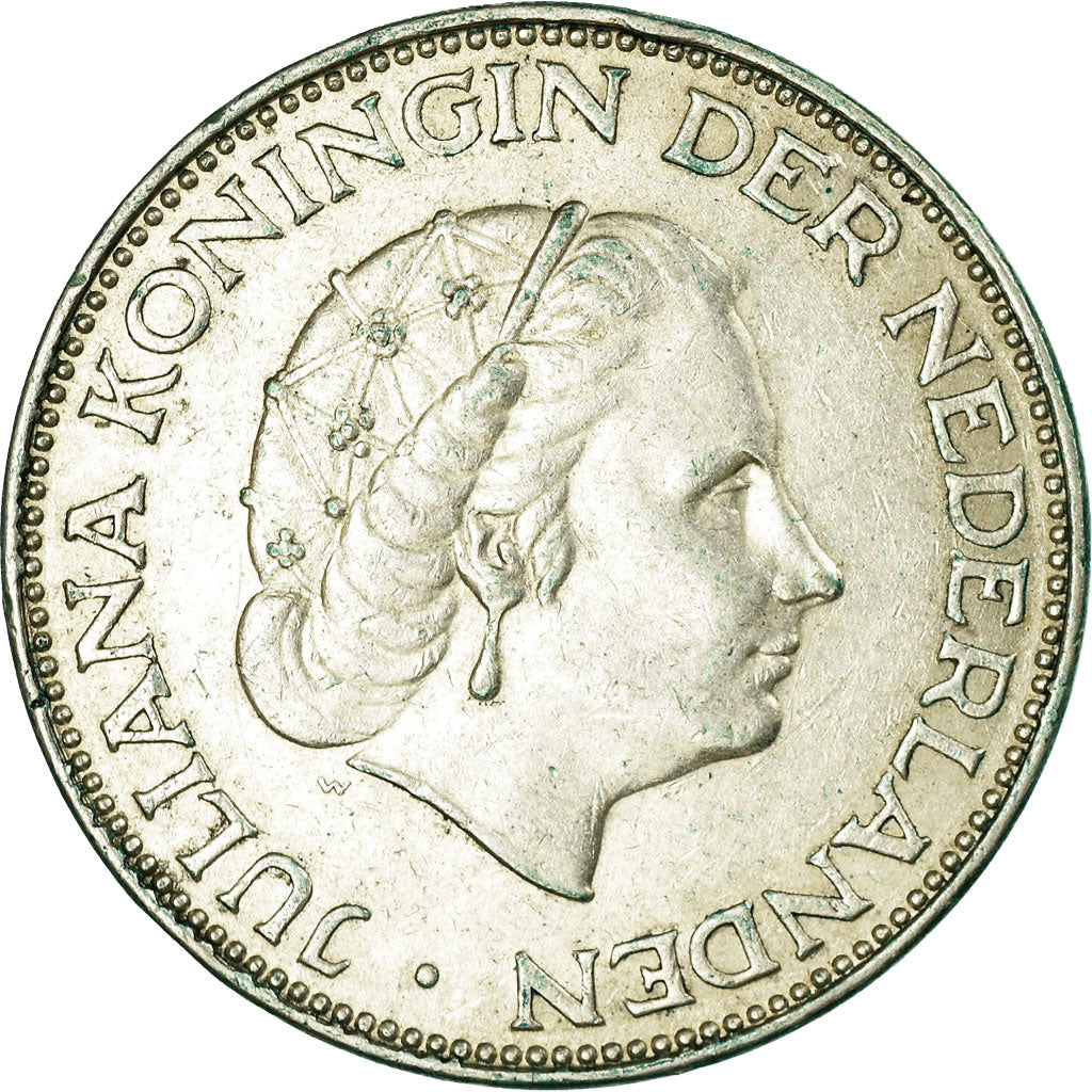 Coin, Netherlands, Juliana, 2-1/2 Gulden, 1960, EF(40-45), Silver, KM:185