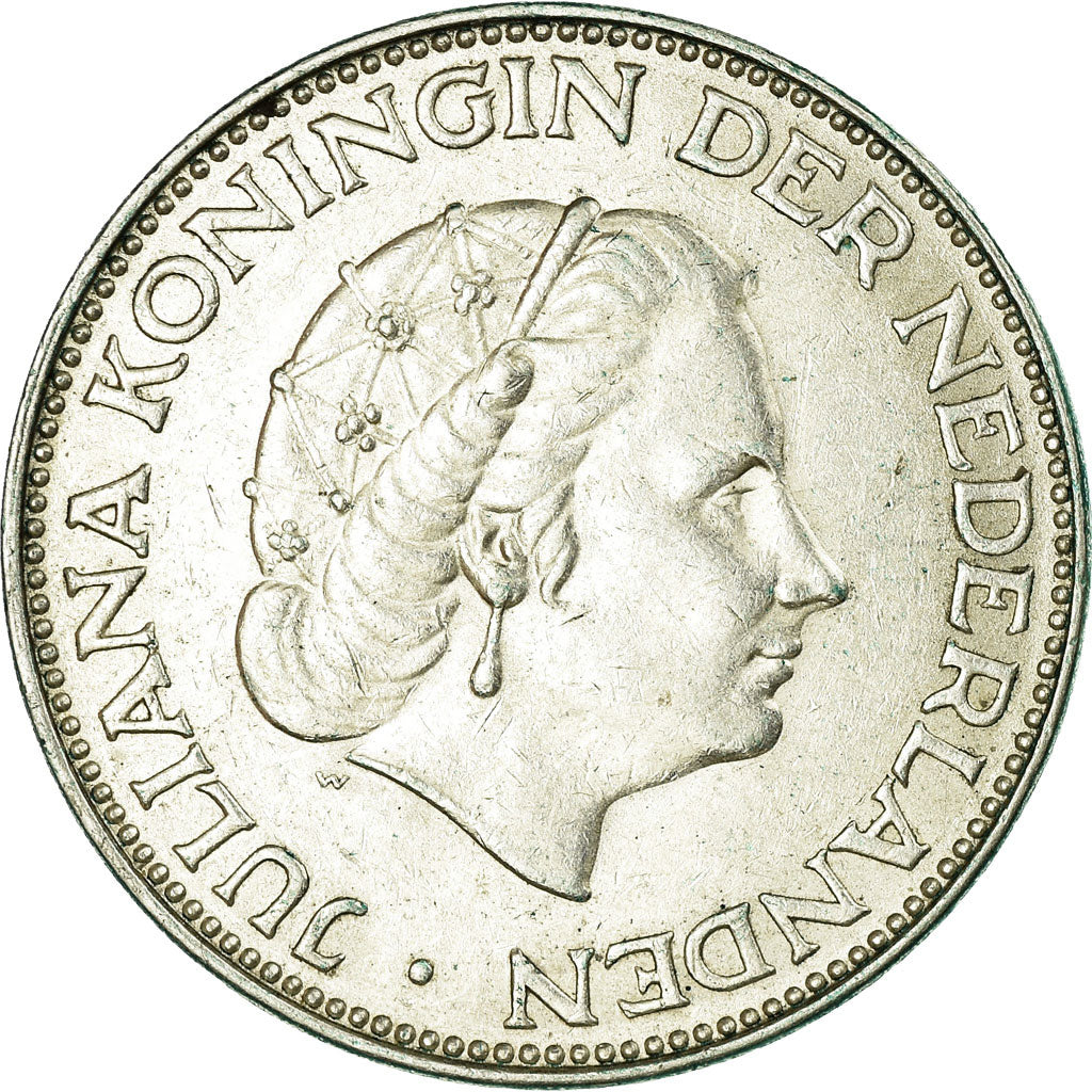 Coin, Netherlands, Juliana, 2-1/2 Gulden, 1964, EF(40-45), Silver, KM:185