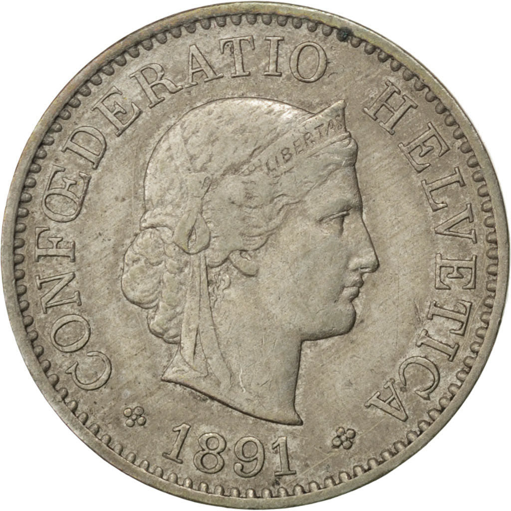 Svizzera, 5 Rappen, 1891, Bern, BB+, Rame-nichel, KM:26