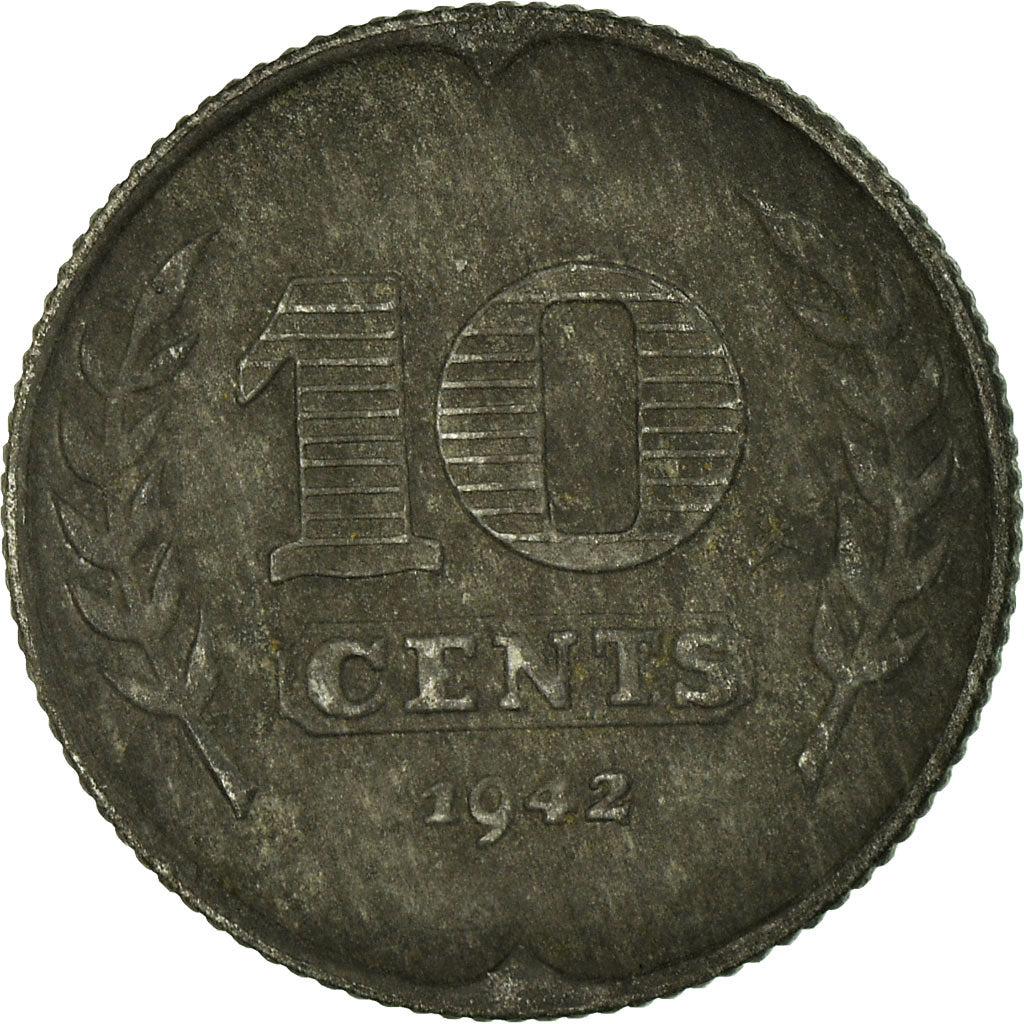 Coin, Netherlands, Wilhelmina I, 10 Cents, 1942, VF(30-35), Zinc, KM:173