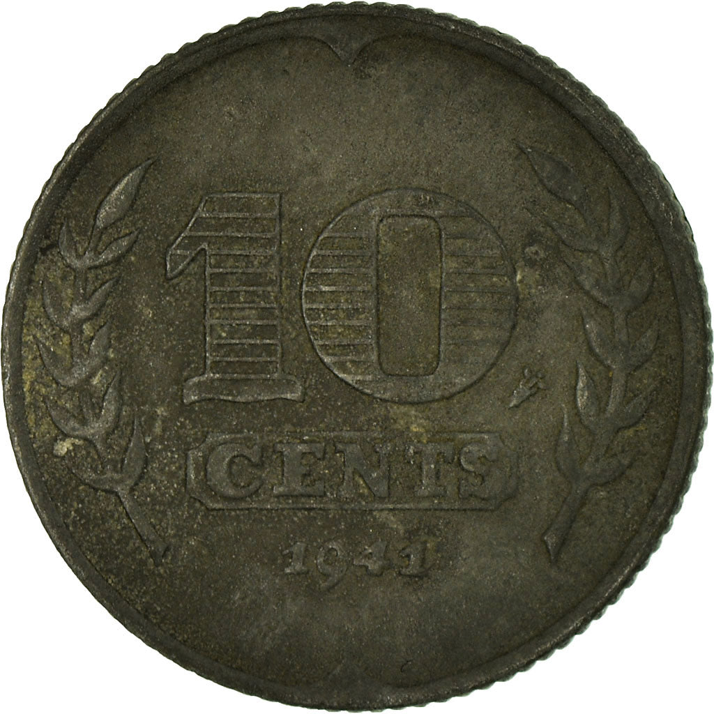 Coin, Netherlands, Wilhelmina I, 10 Cents, 1941, VF(30-35), Zinc, KM:173