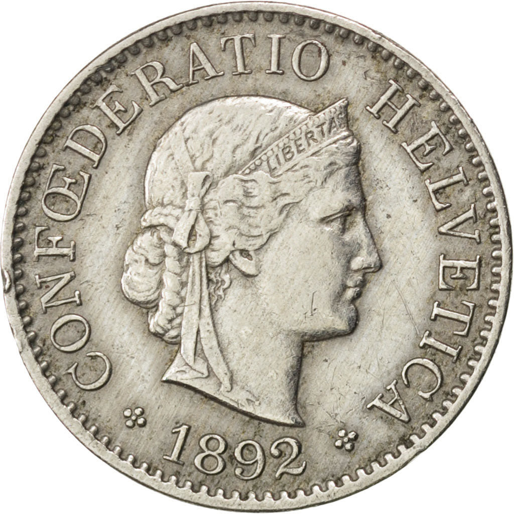 Svizzera, 5 Rappen, 1892, Bern, BB+, Rame-nichel, KM:26