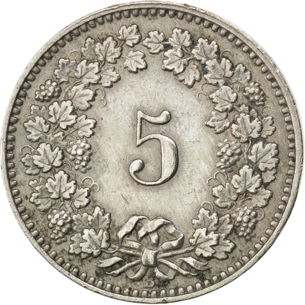 Svizzera, 5 Rappen, 1892, Bern, BB+, Rame-nichel, KM:26