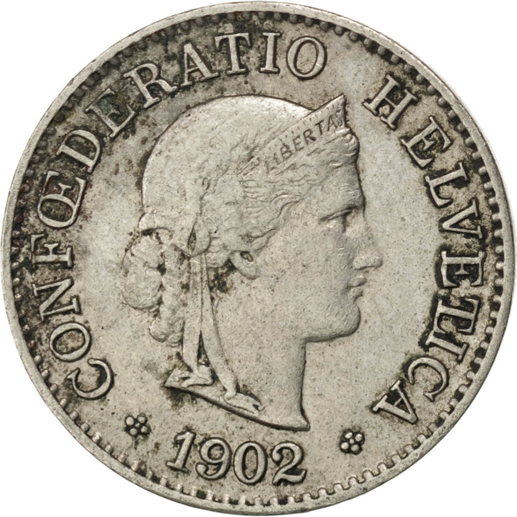 SWITZERLAND, 5 Rappen, 1902, Bern, KM #26, EF(40-45), Copper-Nickel, 17.15, 1.96
