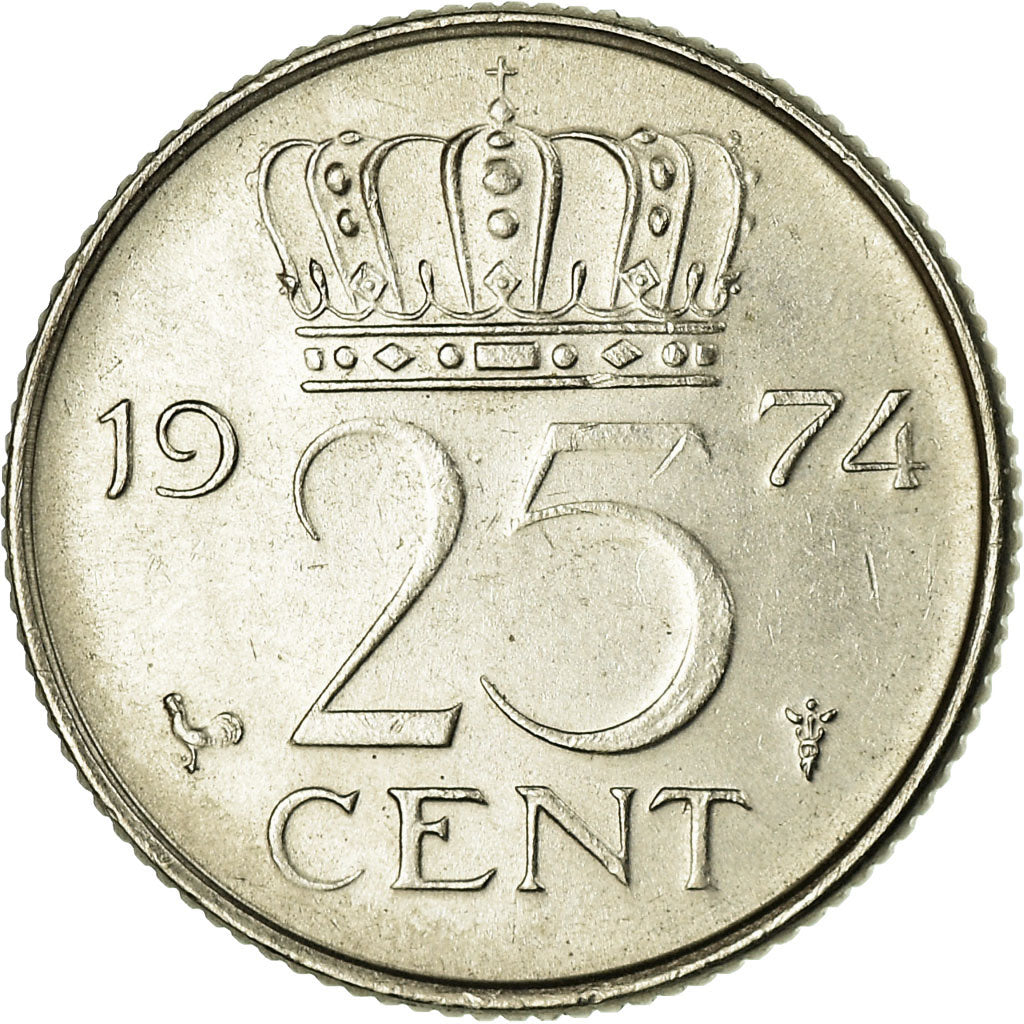 Münze, Niederlande, Juliana, 25 Cents, 1974, SS, Nickel, KM:183