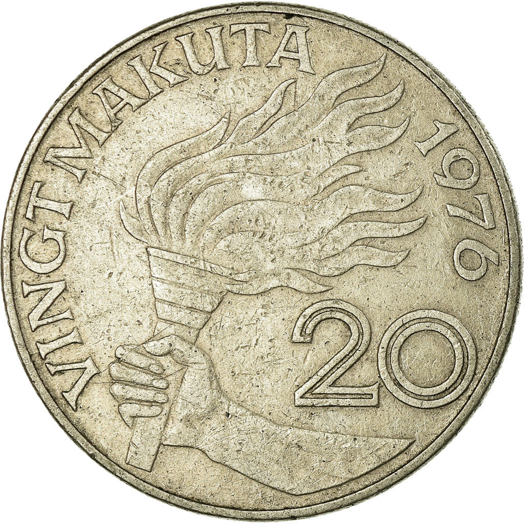 Coin, Zaire, 20 Makuta, 1976, EF(40-45), Copper-nickel, KM:8