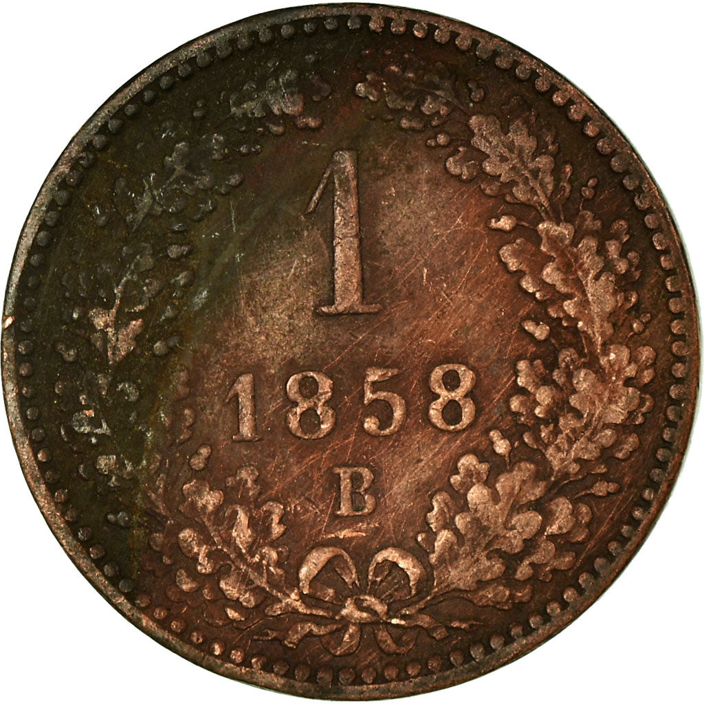 Coin, Austria, Franz Joseph I, Kreuzer, 1858, EF(40-45), Copper, KM:2186