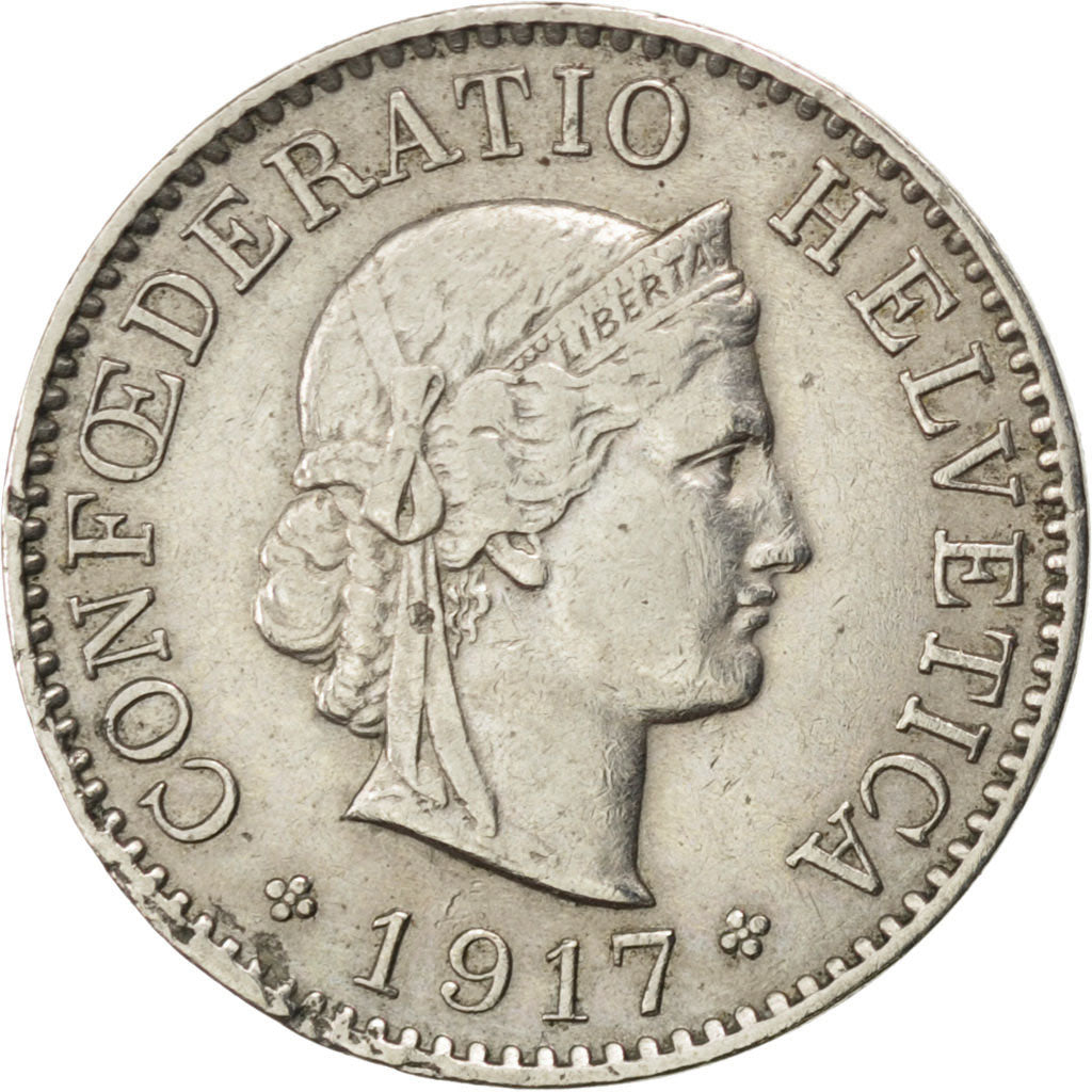 Svizzera, 5 Rappen, 1917, Bern, BB, Rame-nichel, KM:26