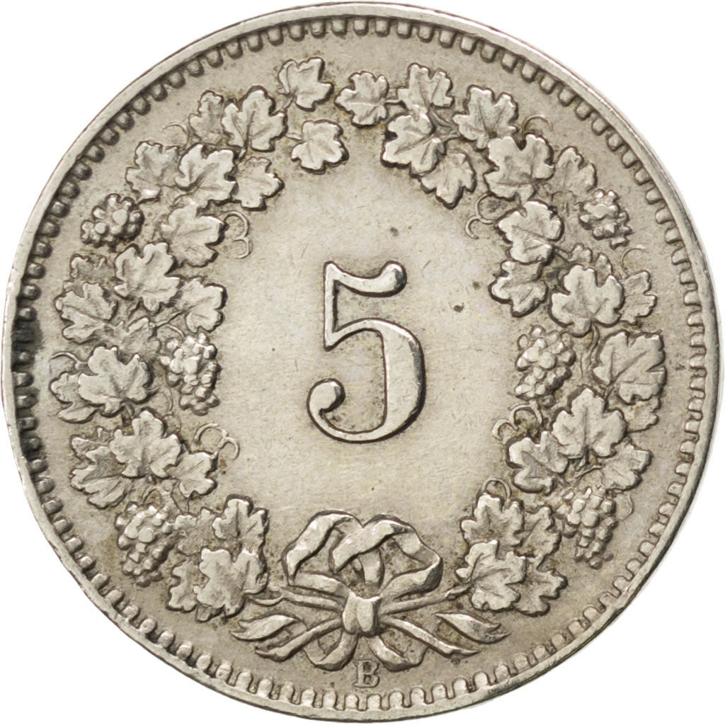 Svizzera, 5 Rappen, 1917, Bern, BB, Rame-nichel, KM:26