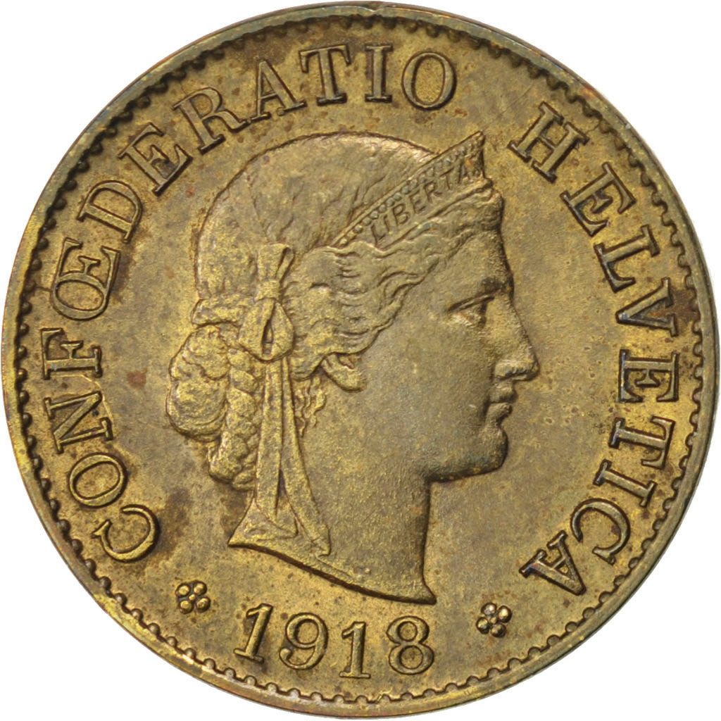 Svizzera, 10 Rappen, 1918, Bern, SPL-, Rame-nichel, KM:27