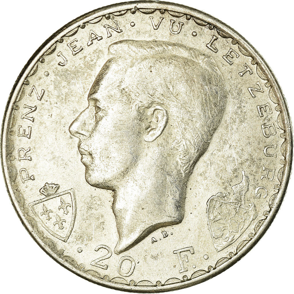 Coin, Luxembourg, Charlotte, 20 Francs, 1946, EF(40-45), Silver, KM:47