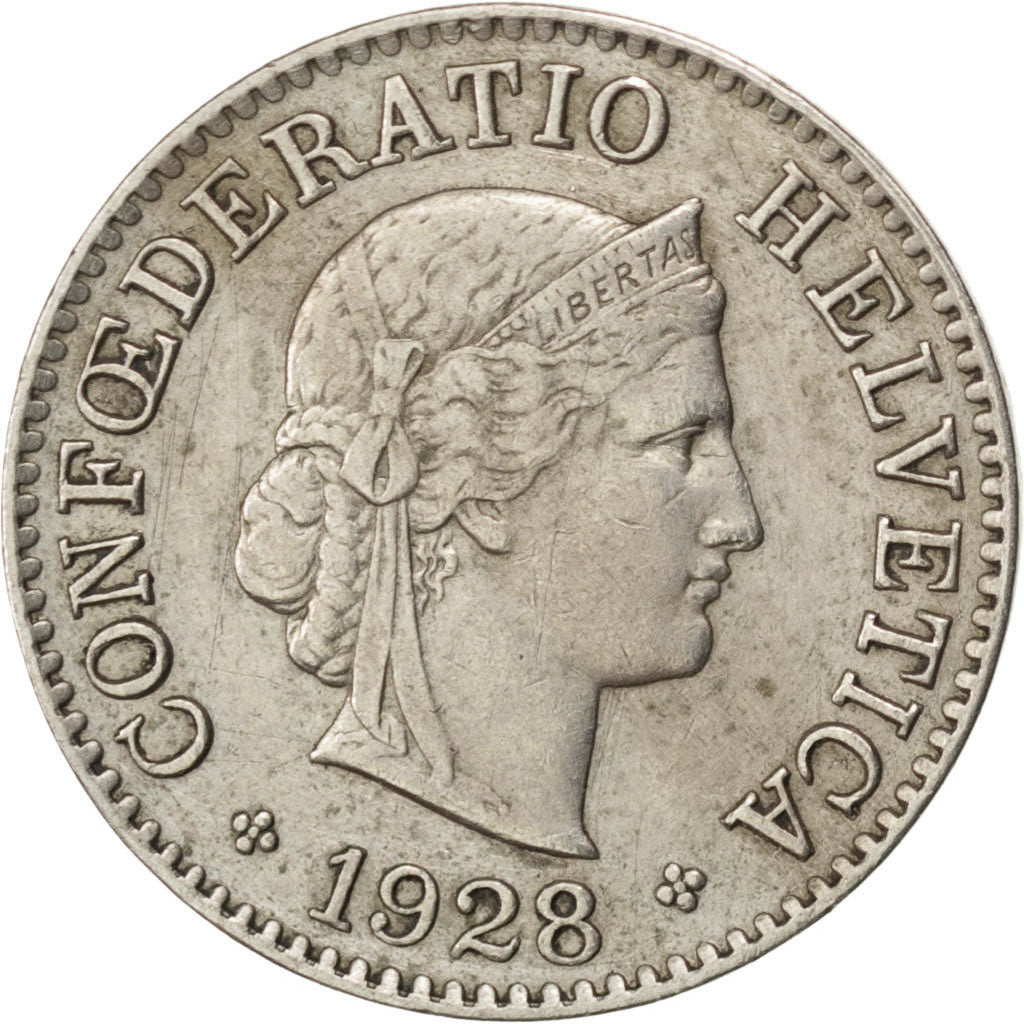 SWITZERLAND, 5 Rappen, 1928, Bern, KM #26, AU(50-53), Copper-Nickel, 17.15, 2.00