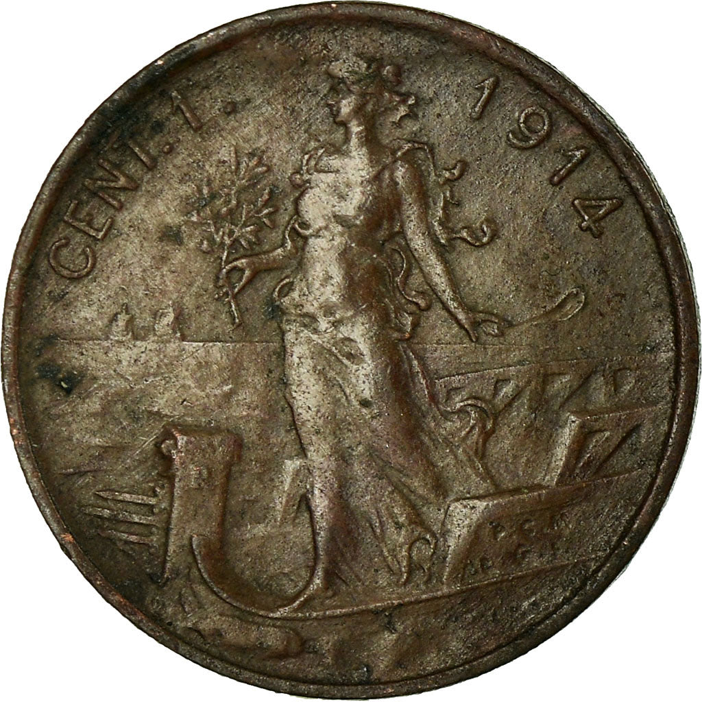 Coin, Italy, Vittorio Emanuele III, Centesimo, 1914, Rome, VF(30-35), Bronze
