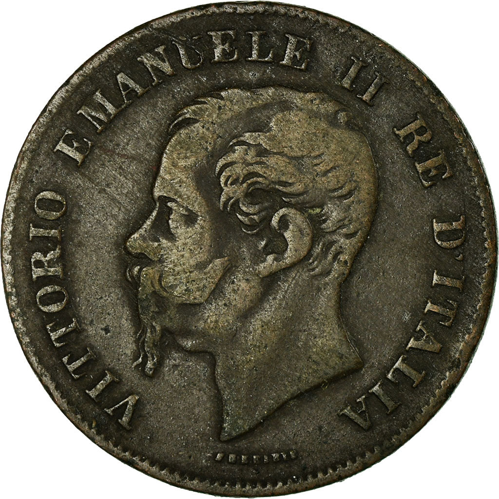 Coin, Italy, Vittorio Emanuele II, 5 Centesimi, 1861, Milan, EF(40-45), Copper