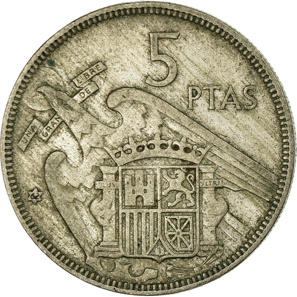 Coin, Spain, Caudillo and regent, 5 Pesetas, 1962, VF(30-35), Copper-nickel