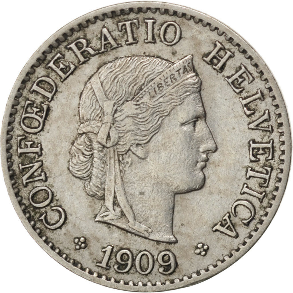 SWITZERLAND, 5 Rappen, 1909, Bern, KM #26, AU(50-53), Copper-Nickel, 17.15, 1.97