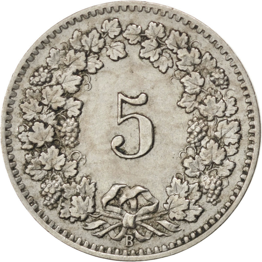 SWITZERLAND, 5 Rappen, 1909, Bern, KM #26, AU(50-53), Copper-Nickel, 17.15, 1.97