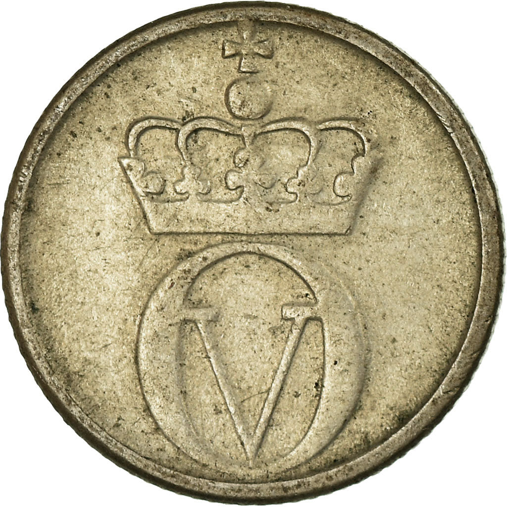 Moneta, Norvegia, Olav V, 10 Öre, 1961, MB+, Rame-nichel, KM:411