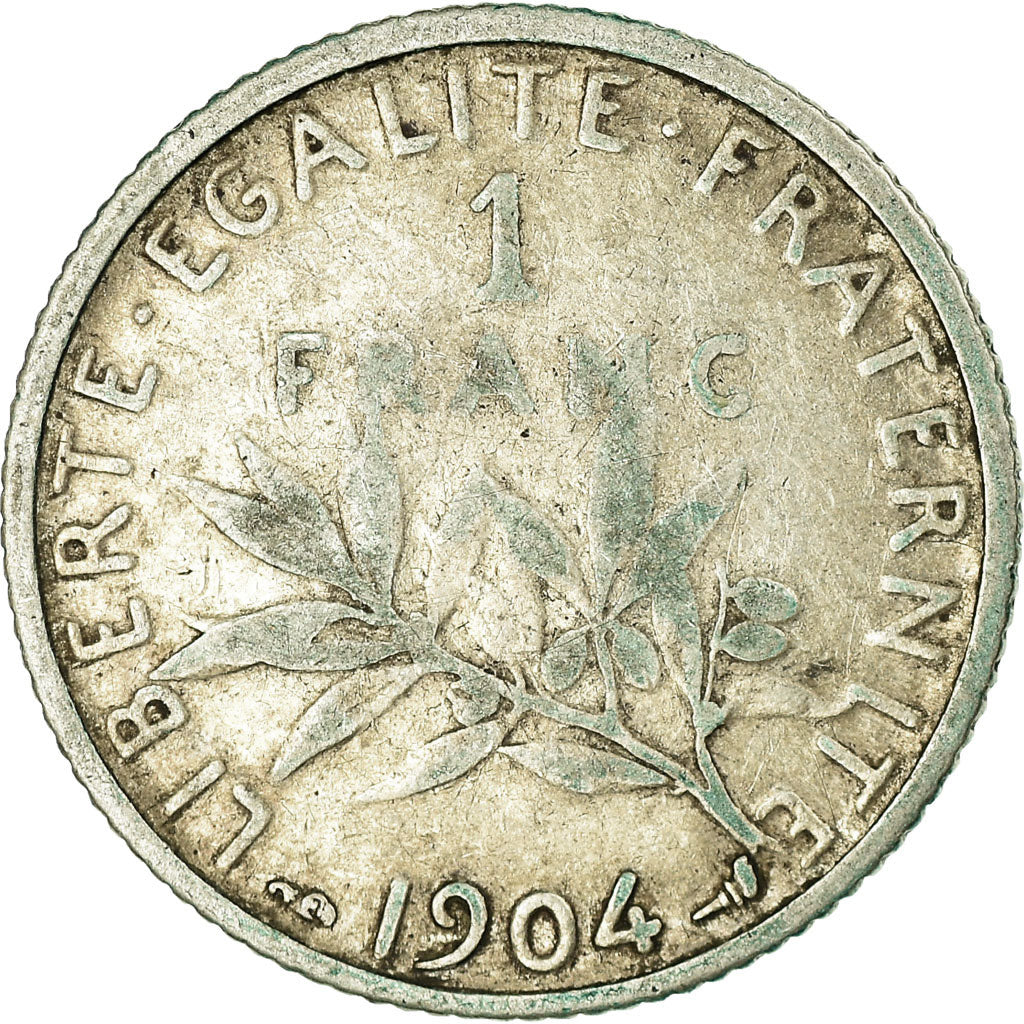 Coin, France, Semeuse, Franc, 1904, Paris, VF(20-25), Silver, KM:844.1