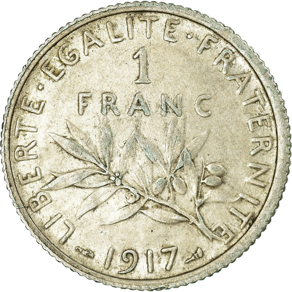 Coin, France, Semeuse, Franc, 1917, Paris, VF(30-35), Silver, KM:844.1